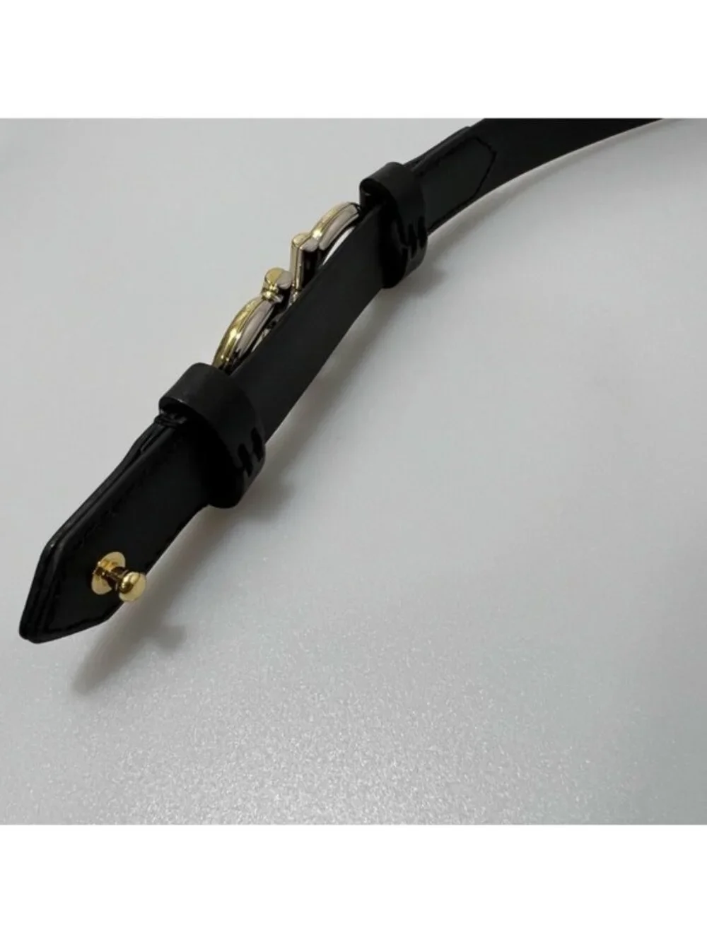 Salvatore Ferragamo Gancini Buckle Belt Black Gold Women’s 75/30